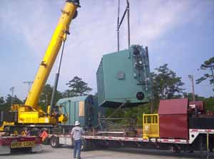 Crane Lifting a Boiler